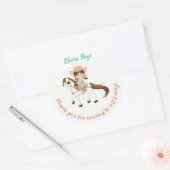 Little Cowgirl on Horse Girls Birthday Runder Aufkleber (Umschlag)