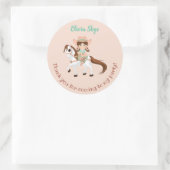 Little Cowgirl on Horse Girls Birthday Runder Aufkleber (Tasche)