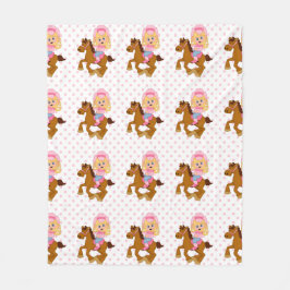 Little Cowgirl Pink Polka Dot Fleecedecke