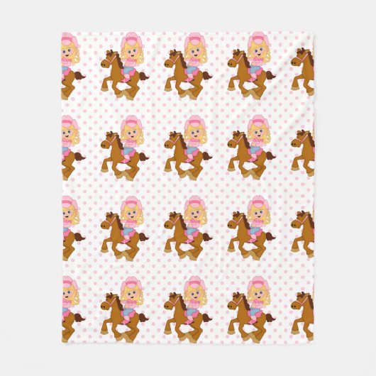 Little Cowgirl Pink Polka Dot Fleecedecke (Vorderseite)