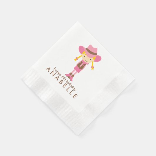 Little Cowgirl Western Birthday Party Serviette (Ecke)