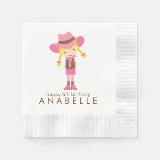 Little Cowgirl Western Birthday Party Serviette (Vorderseite)