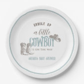 Little Cowgirl Western Blue Boy Baby Dusche Pappteller (Vorderseite)