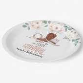 Little Cowgirl Western Floral Girl Baby Shower Pappteller (Schrägansicht)