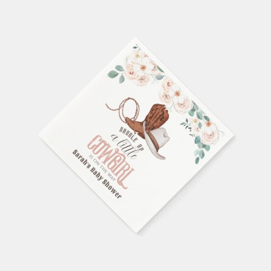 Little Cowgirl Western Floral Girl Baby Shower Serviette (Ecke)