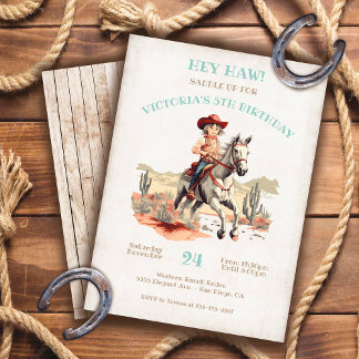 Little Cowgirl Western Pony Birthday Party Einladung