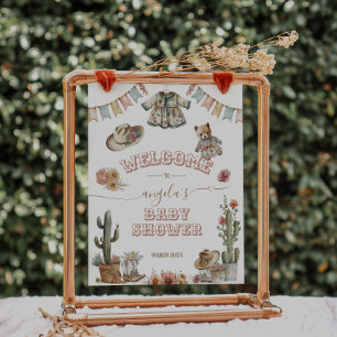 Little Cowgirl Wild West Boho Baby Girl Dusche Poster