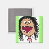 Little Crazy Eye Cartoon Girl Magnet (Vorderseite/Rückseite)