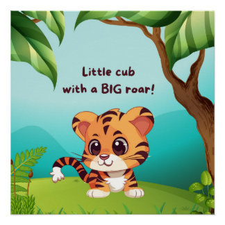 Little Cub Big Roar Glossy Poster
