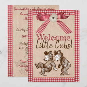Little Cubs Zwillingsgeschlechtsneutral Babydusche Einladung