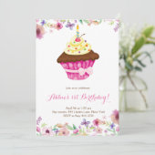 Little Cupcake Einladung zum ersten Geburtstag (Stehend Vorderseite)