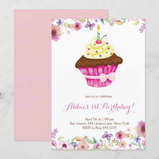 Little Cupcake Einladung zum ersten Geburtstag