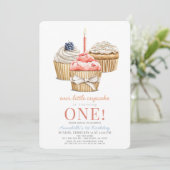 Little Cupcake Girl 1. Geburtstag Einladung (Stehend Vorderseite)