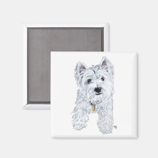 Little Curious Westie Magnet (Vorderseite/Rückseite)