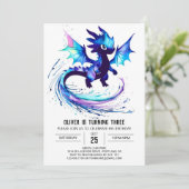 Little Custom Dragon Digital Boy Geburtstag Einladung (Stehend Vorderseite)
