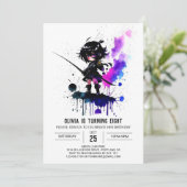 Little Custom Ninja Digital Girl Geburtstag Einladung (Stehend Vorderseite)