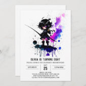 Little Custom Ninja Digital Girl Geburtstag Einladung (Vorne/Hinten)