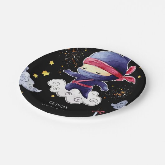 Little Custom Ninja Geburtstag Pappteller (Schrägansicht)