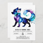 Little Custom Wolf Digital Girl Geburtstag Einladung (Vorne/Hinten)