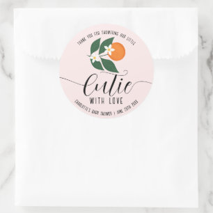 Little Cutie Baby Shower Citrus Orange Danke Runder Aufkleber