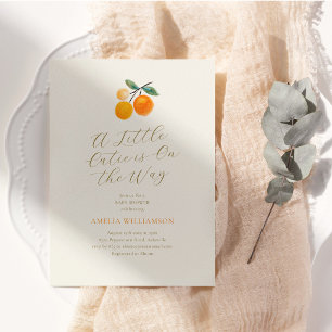 Little Cutie Citrus Baby Shower Schrift Wasserfarb Einladung