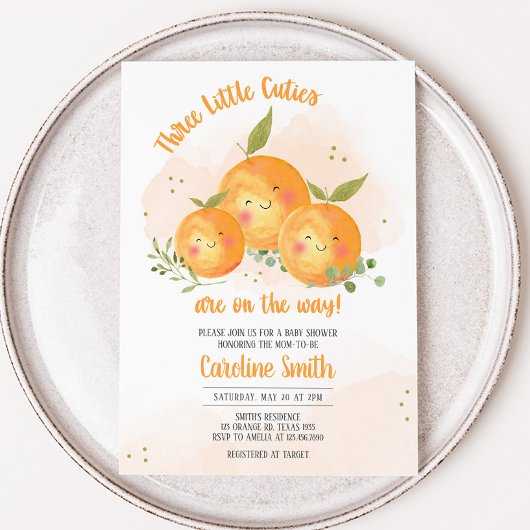 Little Cutie Citrus Orange Baby Shower Einladung