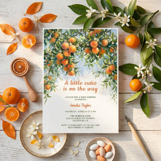 Little Cutie Citrus Orange Blossom Baby Shower Einladung