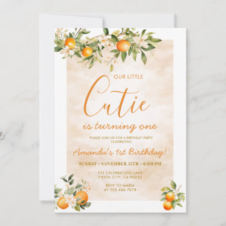 Little Cutie is turning One Birthday Einladung