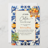 Little Cutie Italian Blue Tile Citrus Baby Shower Einladung (Vorderseite)