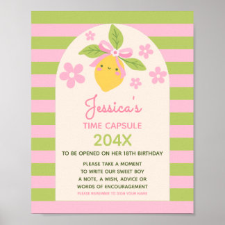 Little Cutie Lemon 1st Birthday Time Capsule Sign Poster