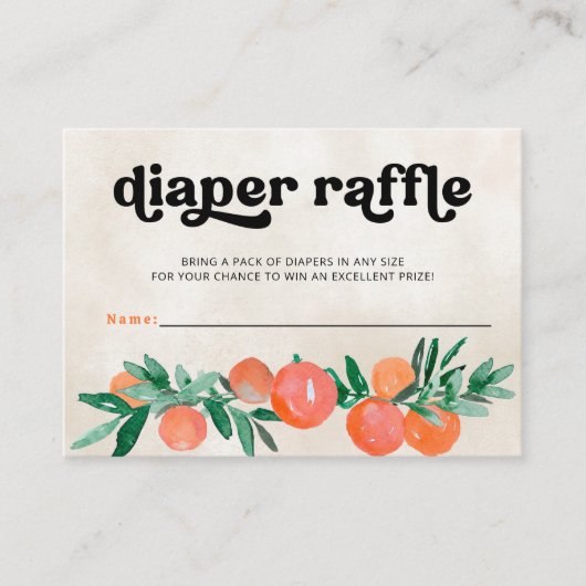 Little Cutie Orange Baby Shower Diaper Raffle Begleitkarte (Vorderseite)