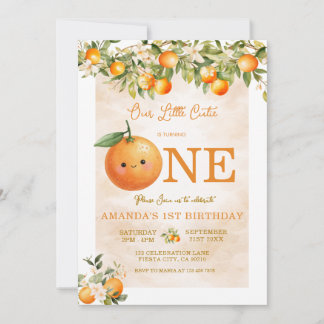 Little Cutie Orange Citrus 1st Birthday Einladung