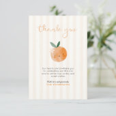 Little Cutie Orange Citrus Baby Shower Dankeskarte (Stehend Vorderseite)