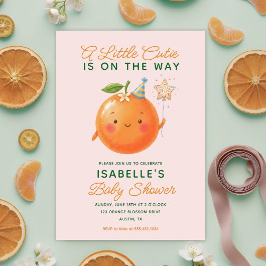 Little Cutie Orange Citrus Baby Shower Invitation Einladung