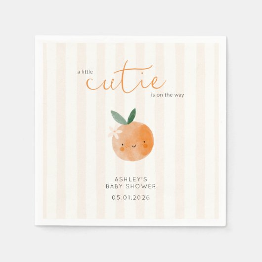 Little Cutie Orange Citrus Baby Shower Serviette (Vorderseite)