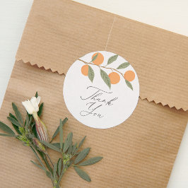 Little Cutie Orange Citrus Thank You Runder Aufkleber
