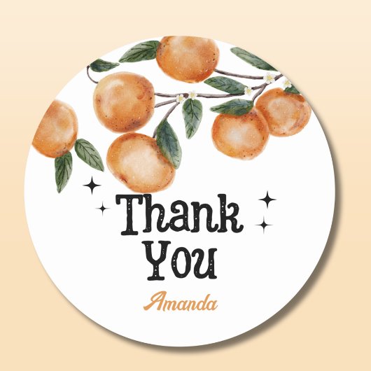 Little Cutie Orange Citrus Thank You Runder Aufkleber