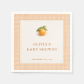 Little Cutie Orange Gingham Baby Shower Party Serviette (Vorderseite)