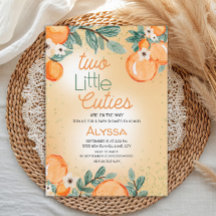 Little Cutie Orange Green Twin Baby Shower