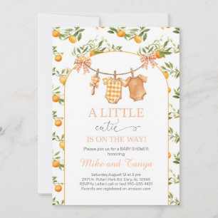 Little Cutie Orangen Babyparty-Einladung. Einladung