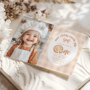 Little Cutie Pie 1. Geburtstag Gingham-Foto Einladung