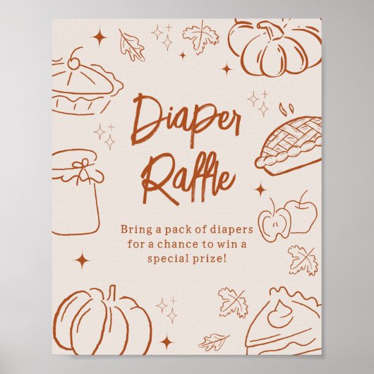 Little Cutie Pie Baby Shower Diaper Raffle Sign Poster (Vorne)