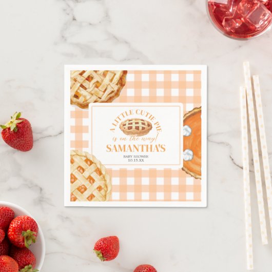 Little Cutie Pie Gingham Baby Shower Serviette (Beispiel)