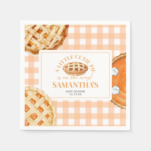 Little Cutie Pie Gingham Baby Shower Serviette (Vorderseite)