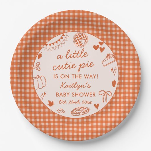 Little Cutie Pie On The Way! Fall Baby Shower Pappteller (Vorderseite)