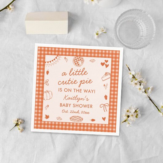 Little Cutie Pie On The Way! Fall Baby Shower Serviette