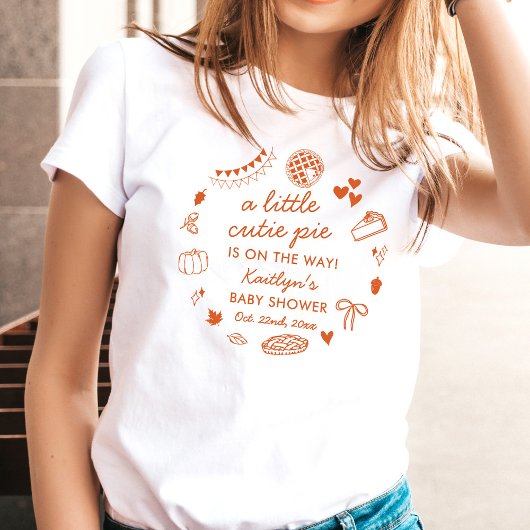 Little Cutie Pie On The Way! Fall Baby Shower T-Shirt