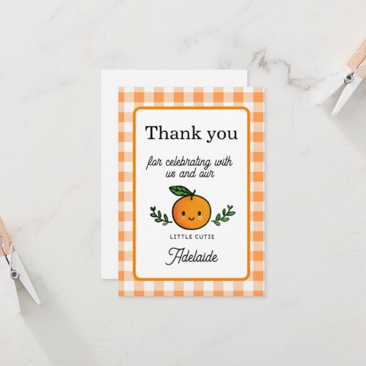 Little Cutie Thank You Card 1st Birthday (Vorderseite/Rückseite Beispiel)