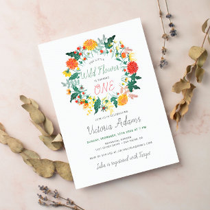 Little Dahlia Wildblume Wreath Foto Geburtstag Einladung