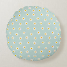Little Daisies - soft teal Rundes Kissen
